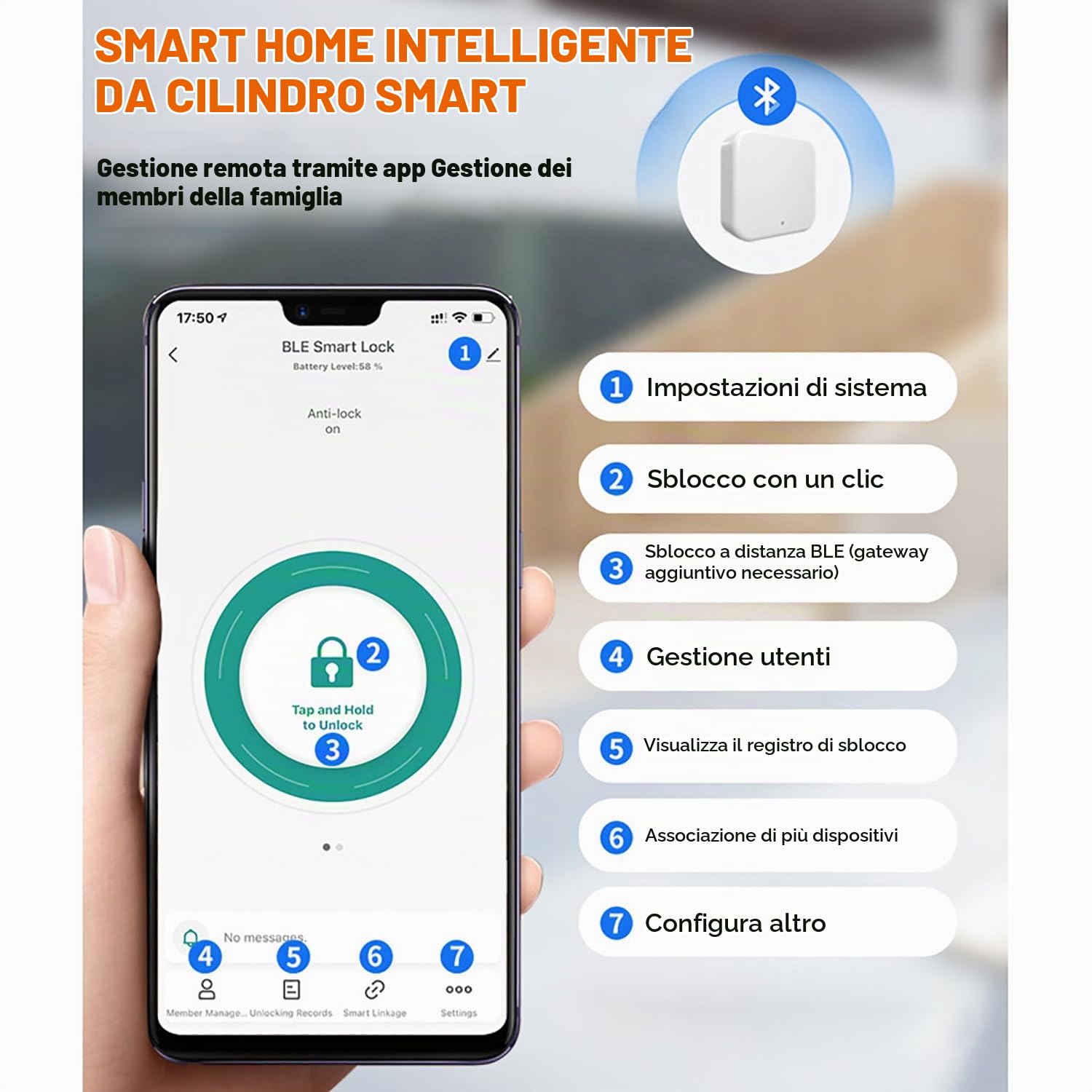 Serratura Smart Porta Blindata,Serratura Smart con Wifi,Password,Scheda RFID,Bluetooth,APP Serratura Della Portone per Spessori Della Porta 50-100mm,Srratura Portone Blindata Facile da Installare