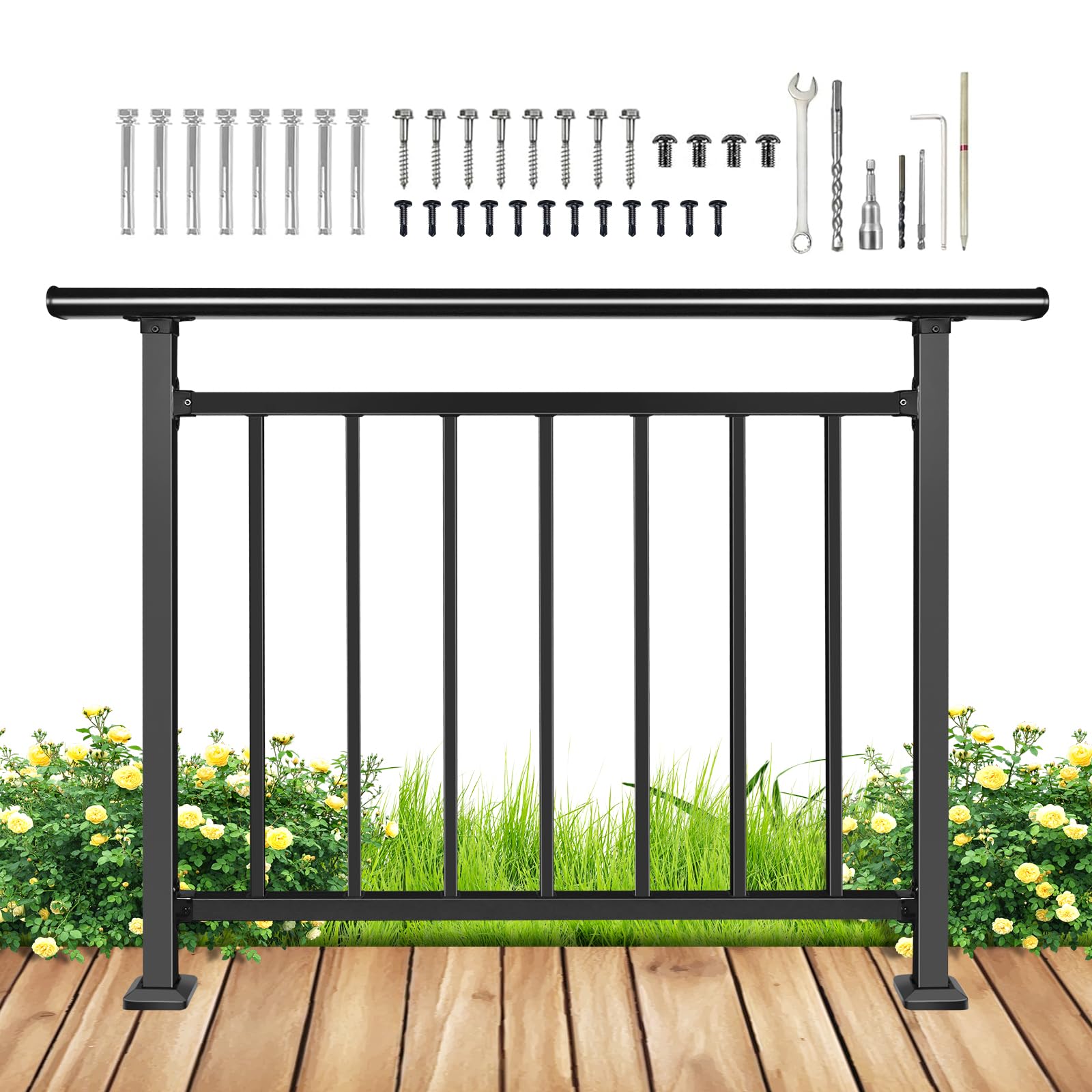 Photo 1 of ***FACTORY SEALED… OPEN FOR INSPECTION***
Bobolish Upgrade Horizontal Deck Railing Kit, 40" H x 48" W Black Heavy Duty Wrought Iron Outdoor Guard Fence Handrail, Flat Hand Rails for Porch, Balcony, Patio, Deck and Other Outdoor/Indoor Spaces
