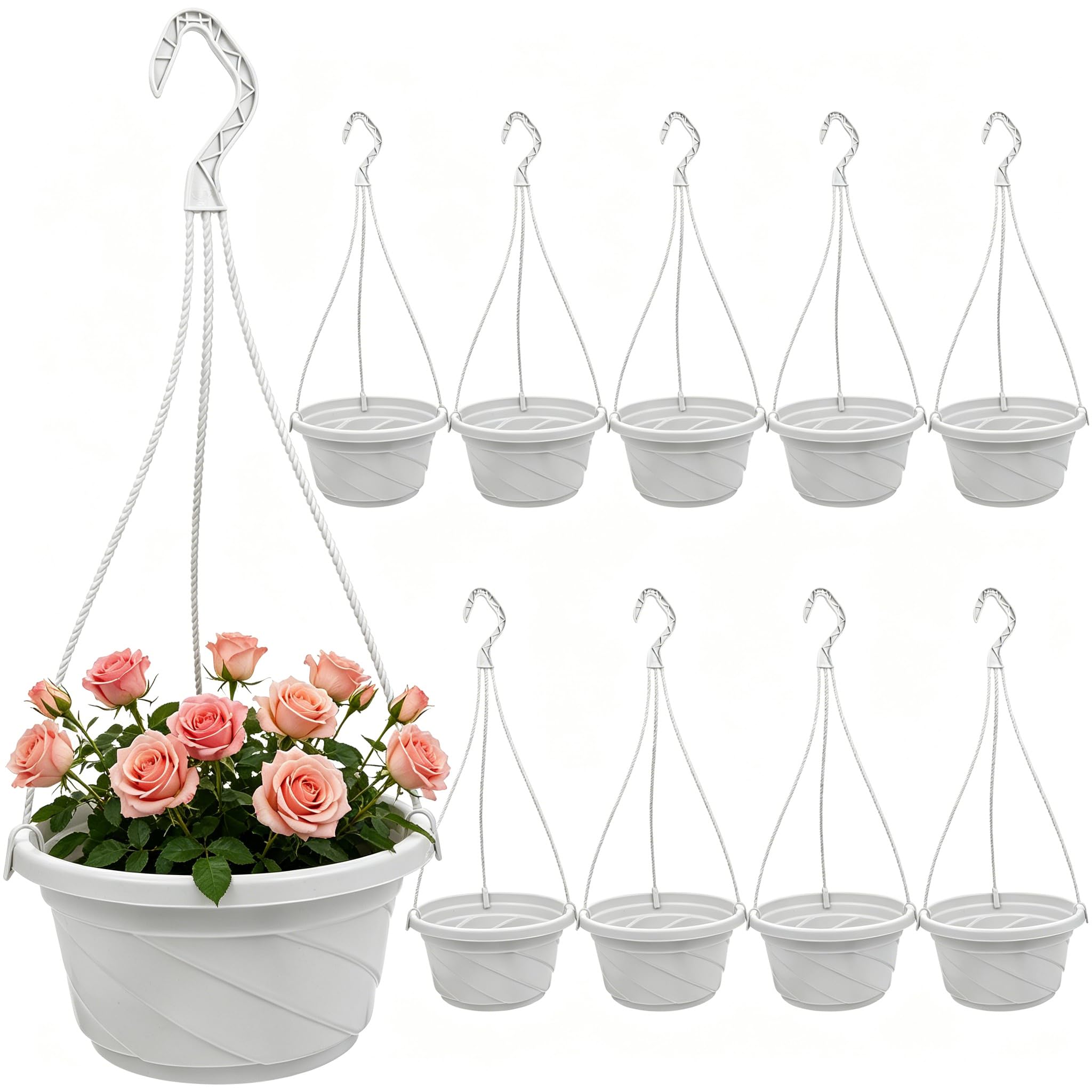 Toddmomy Lot de 10 pots de fleurs en plastique à suspendre pour extérieur et intérieur (blanc)