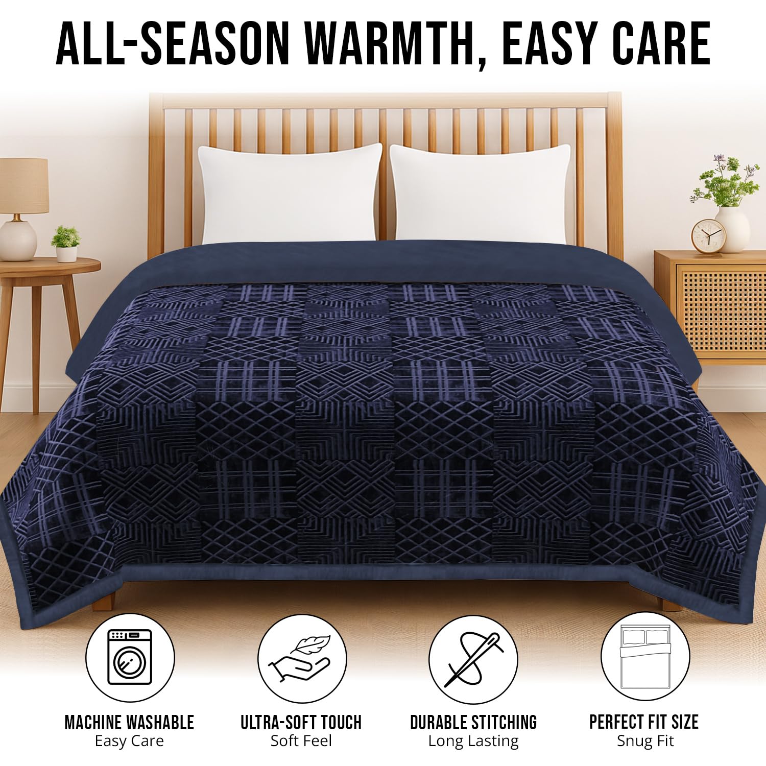 Buy Cloth Fusion Embossed Mink Blanket for Winter Double Size,Soft