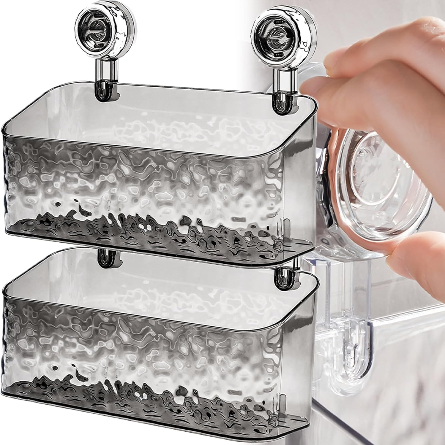 Light Luxury Style Glacier Pattern Suction Cup Shelf