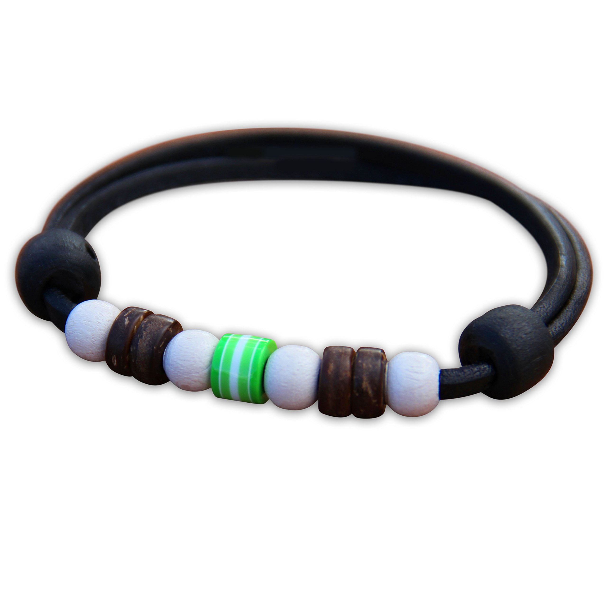 HANA LIMA Surfschmuck Lederarmband – Verstellbares Unisex-Armband, Handgefertigt, Mit Perlen & Kokosnuss, Für Herren & Damen