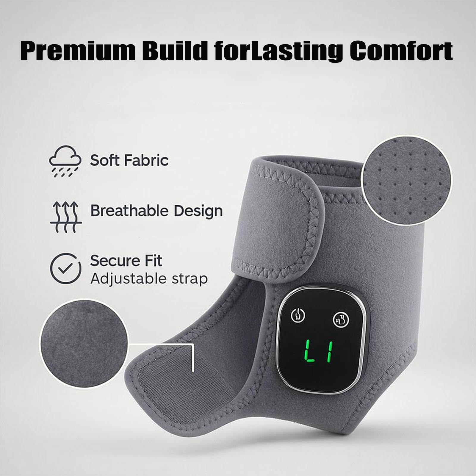 Fussmassagegerät mit 3 Vibrationsmodi und 5 Temperaturstufen USB Wiederaufladbar Neuropathie Massagegerät für Knöchel, Ferse, Sohle, Fußgewölbe