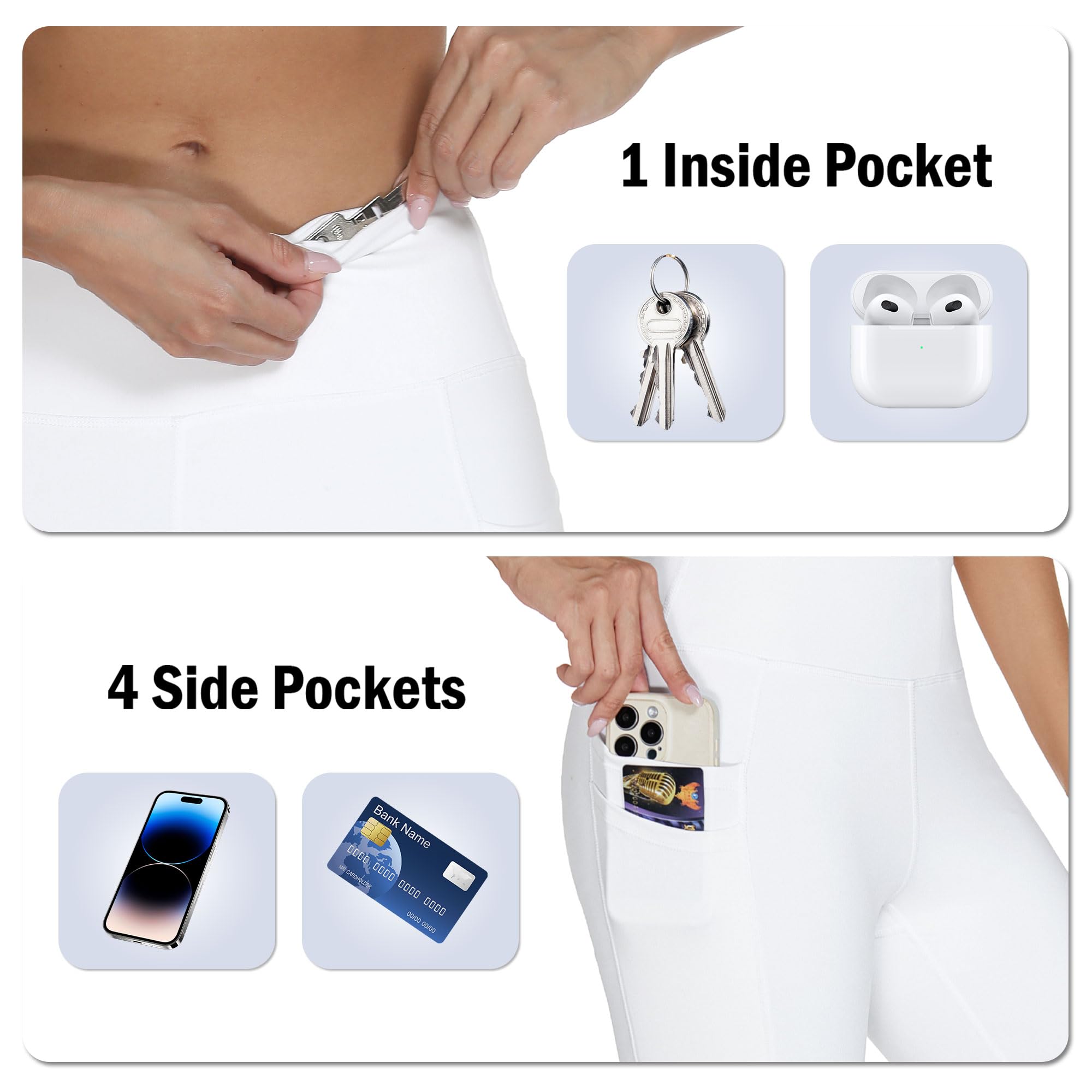 adorence Leggins Deportivos Mujer con 5 Bolsillos, Mallas Deporte Mujer Cintura Alta, Pantalones Yoga Opacos para Fitness Running Pilates