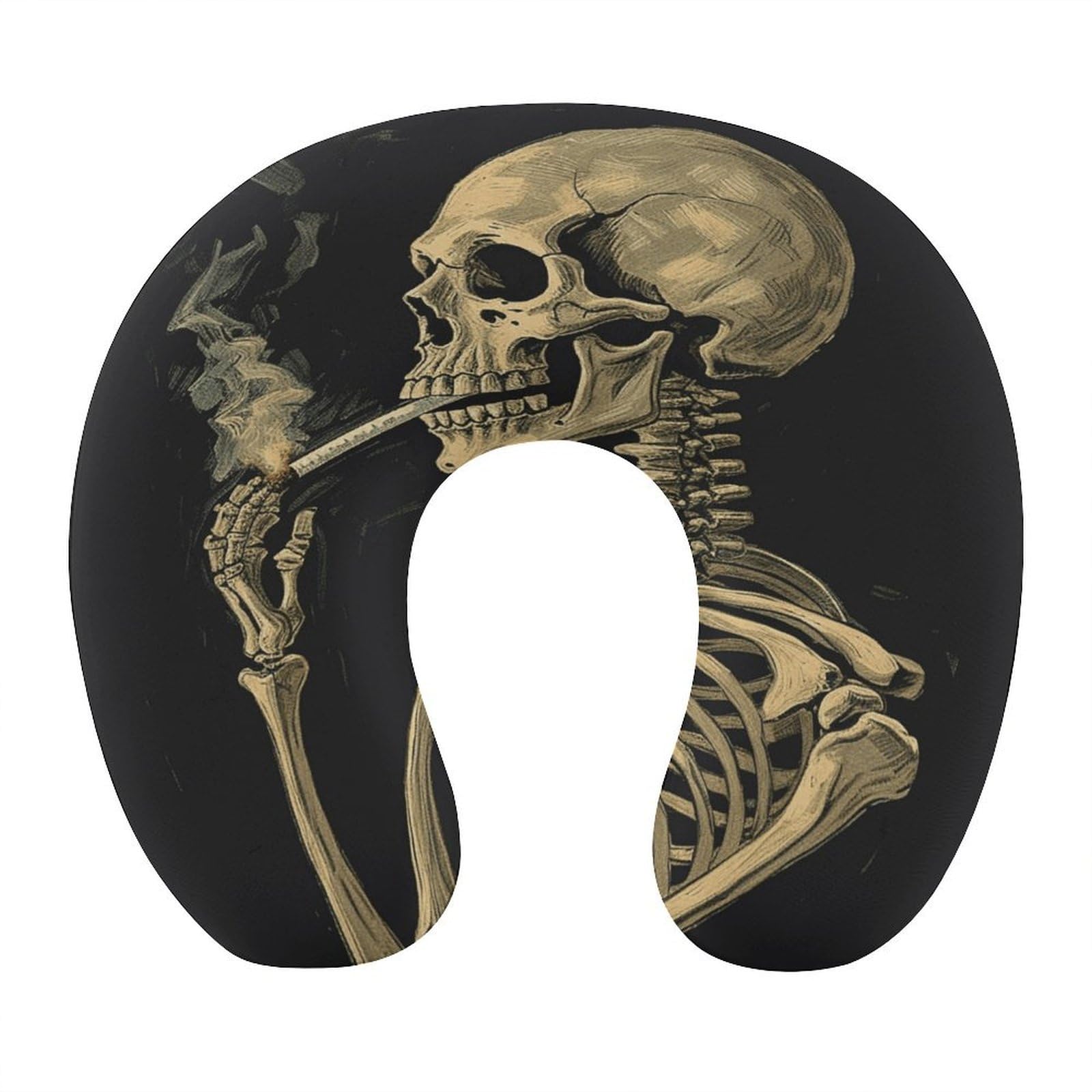 Btcowzrv Style Retro Skeleton Portrait U Shaped Neck Pillow Travel Pillows