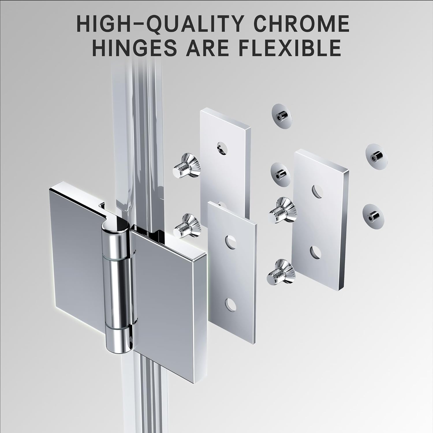 Bathtub Shower Door, 48" W x 55" H Foldable Hinged Bathtub Glass Door Semi-Frameless Bypass 1/4" Tempered Glass Shower Door with Explosion-Proof Film Stainless Steel Chrome