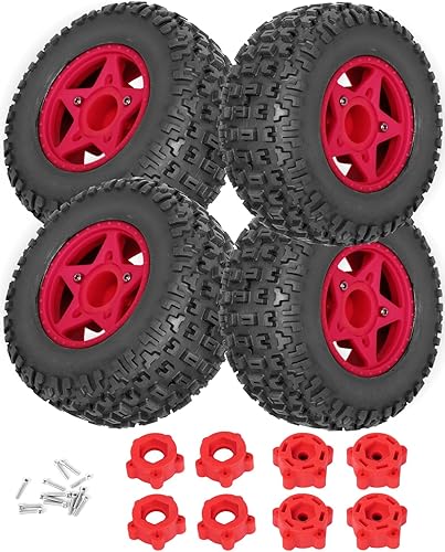 RCHuiWow Ruedas y neumáticos hexagonales RC de 0.472 in0.551 in para camión escala 110, neumáticos de camión RC para 110 Slash 2WD 4 × 4 Senton