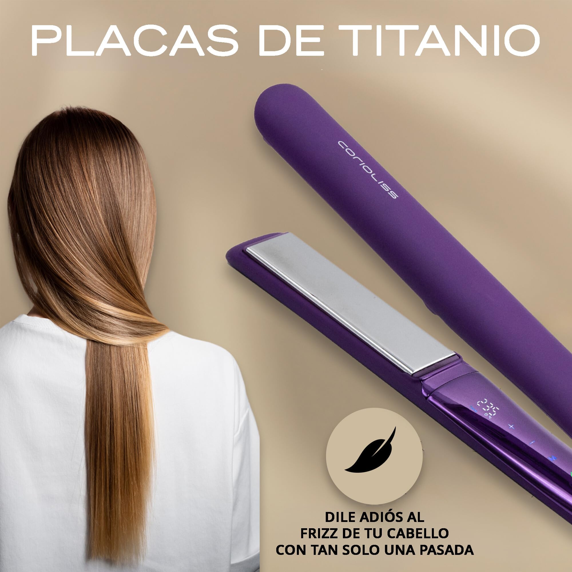 Corioliss C5 | Plancha del Pelo Profesional | Placas de Titanio | Alisado y Ondas | Temperatura Ajustable 80º-235º | Ionica | Apagado Automático Programable | Con Funda de Viaje | Purple
