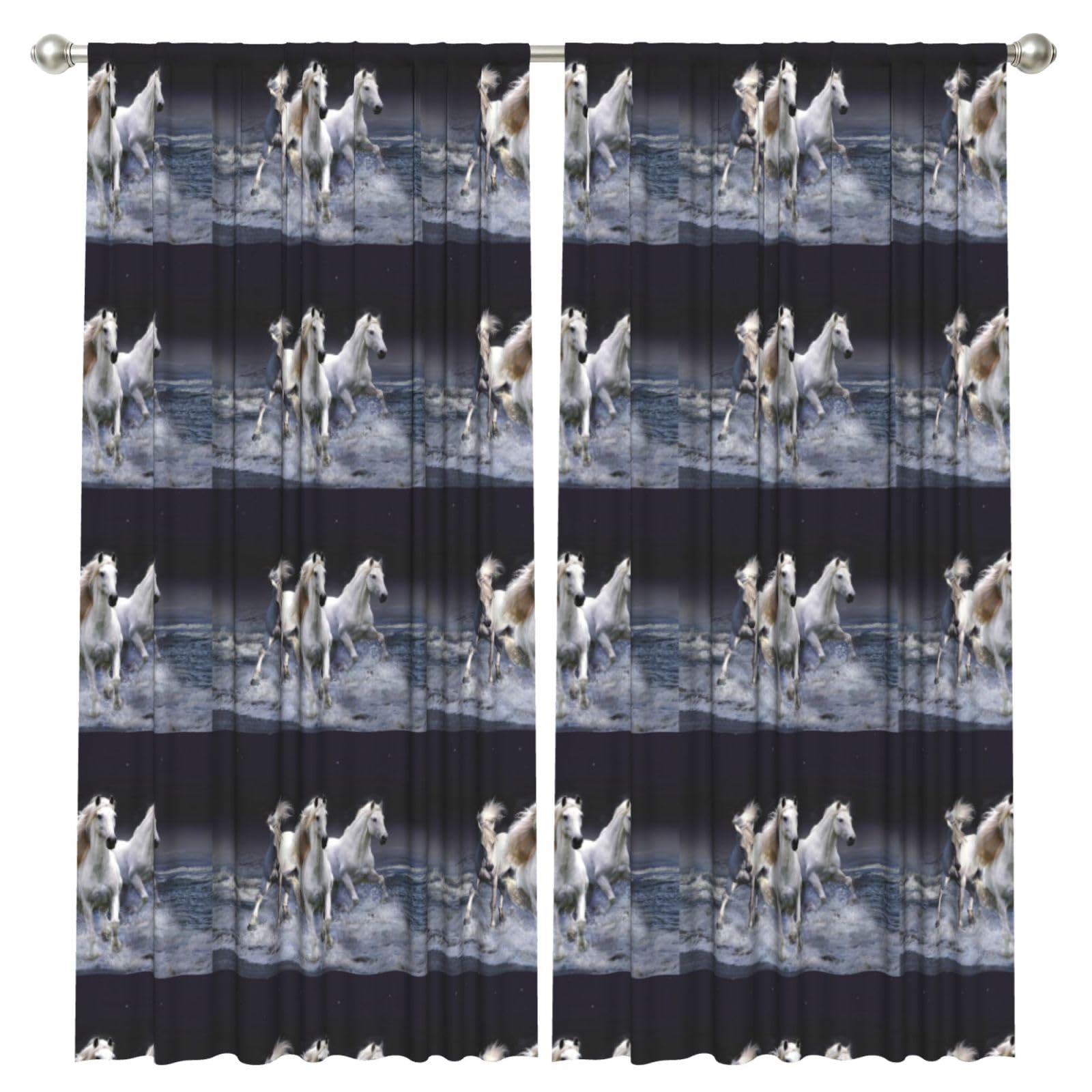 InOmak Horse, 2 Panels Window Curtains 52 x 84 Inch Blackout Curtains for Living Room Bedroom