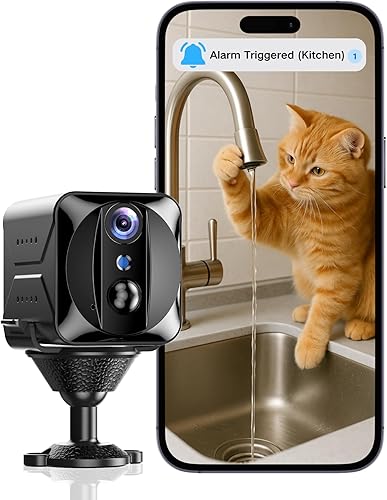 Cámara inalámbrica para gatos para interiores, cámara Wi-Fi HD de 2K con control de aplicación, detección de movimiento, visión nocturna automática,