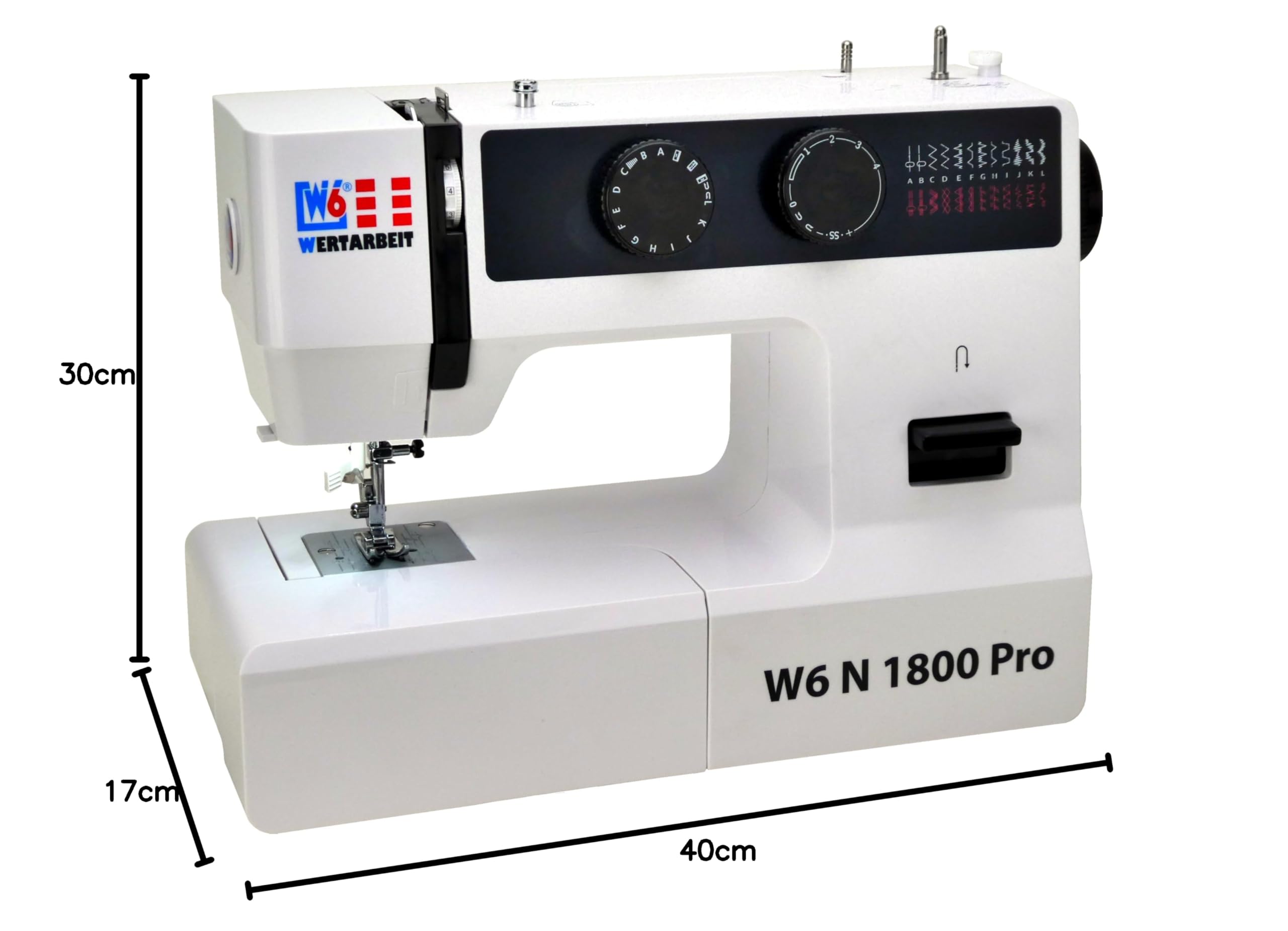 W6 Nähmaschine N 1800 Pro mit 25 Programmen | Freiarm | automatischer Einfädler | CB-Greifer | Knopflochautomatik | Jeans nähen | 100 Watt Servo Motor