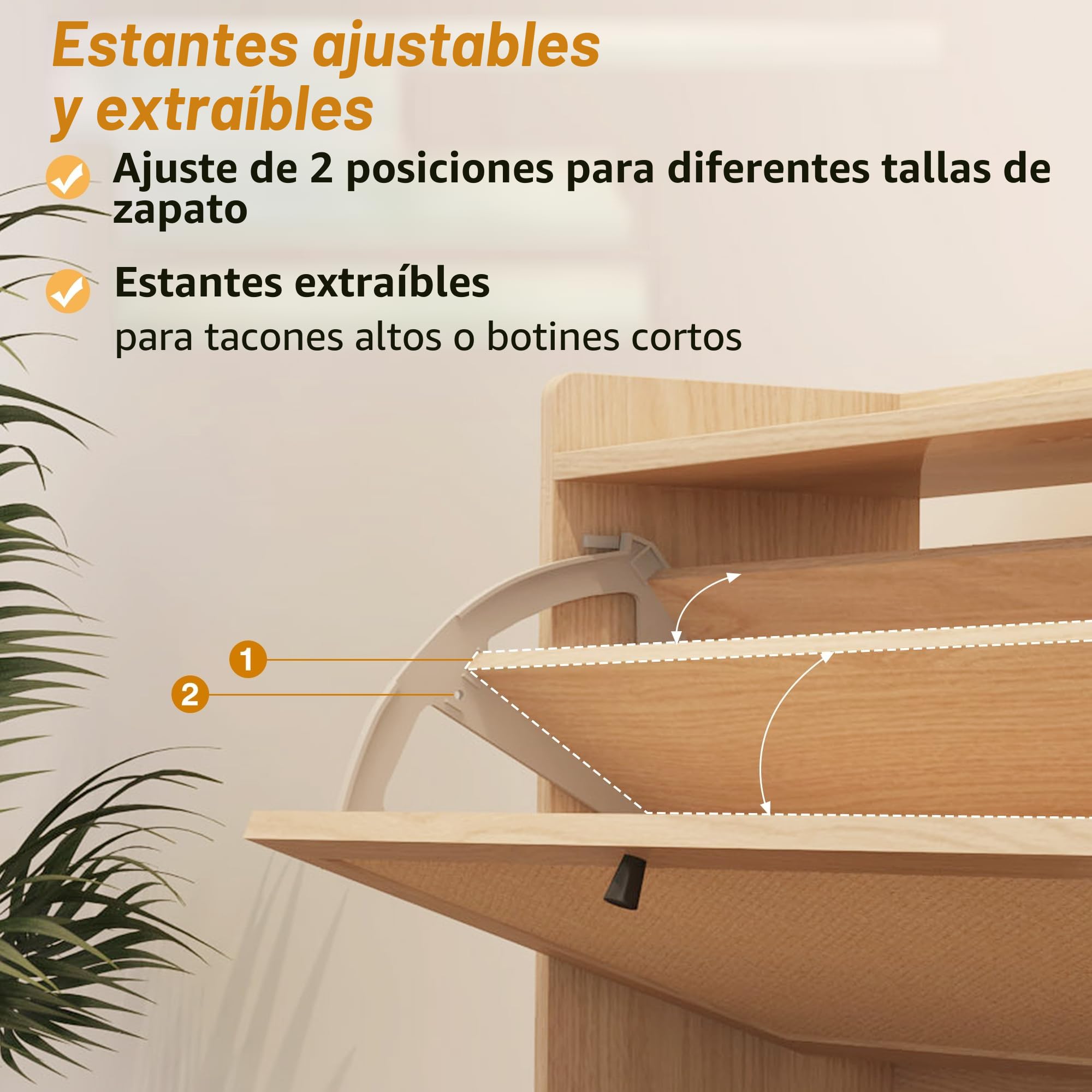 Zapatero, con 2 cajones abatibles, zapatero estrecho con modernos compartimentos estrechos, 80 x 23,5 x 100 cm adecuado para pasillos y vestíbulos