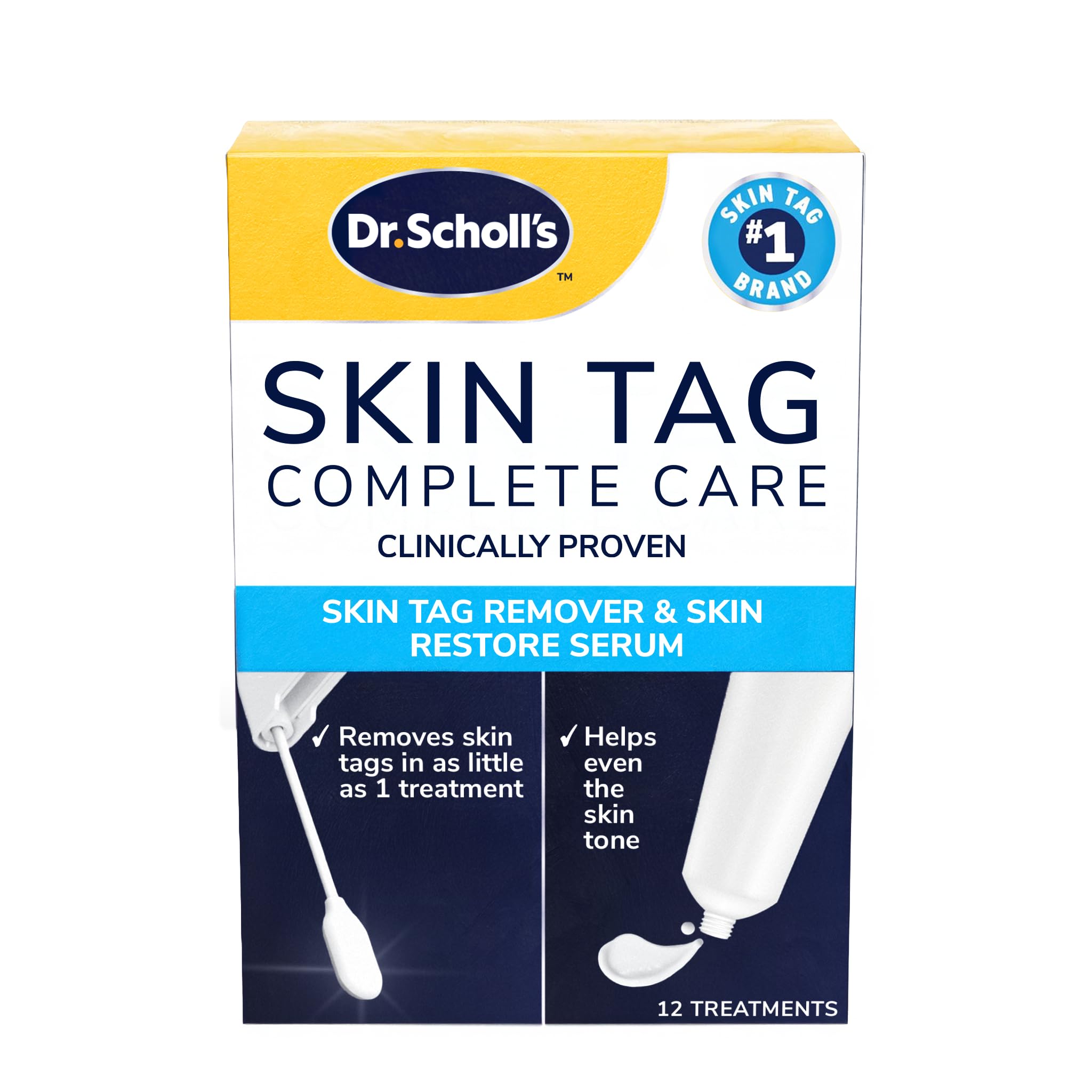 Dr. Scholl's Complete Care Skin TAG Remover, 12 Ct // Removes Skin Tags & Restores Skin's Appearance, FDA-Cleared, Clinically Proven, 12 Treatments Plus Hydrating Serum