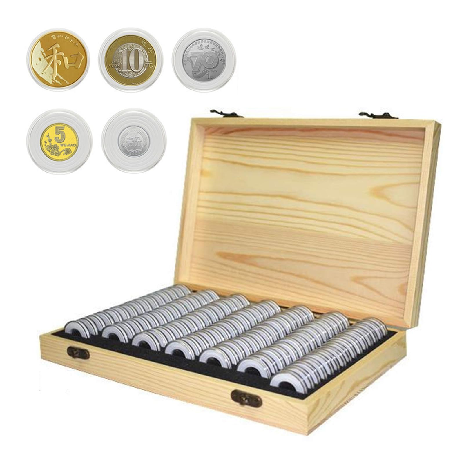 Amazon | コレクションケース 木製 収納 記念硬貨 ケース コイン 貨幣収納グッズ 収集18/21/25/27/30mm コインサイズ 5種類  対応 | 裁縫用印付けツール 通販