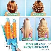 Vista 4 de Rizador de 3 barriles Aleath: Rizador de cabello de doble voltaje con temperatura ajustable de tres barriles - Varilla onduladora de cerámica de 1