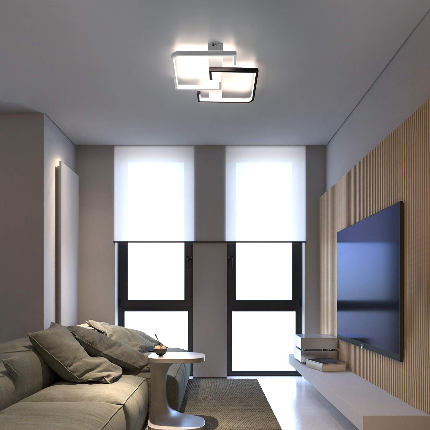 CBJKTX plafón LED plafón regulable con mando a distancia 35W lámpara de | salón diseño moderno en blanco y negro fabricado en aluminio para dormitorio cocina salón estudio hall balcón