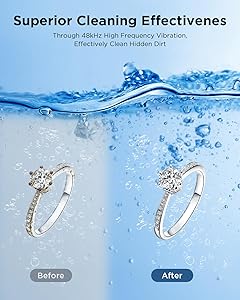 OSLTWI Ultrasonic Jewelry Cleaner Machine: 48KHz Ultra Sonic Cleaner for Jewelry,Eyeglass,Rings,Watch Band,Dentures,with Dual Cleaning Modes,350ML 304 Stainless Steel Tank,Gift for Wife,Mom,Daughter