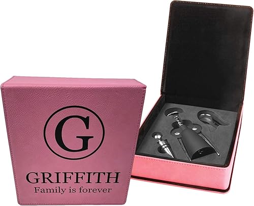 Miniatura 7 de Juego de 3 herramientas para vino de piel sintética personalizada (negro con plata)