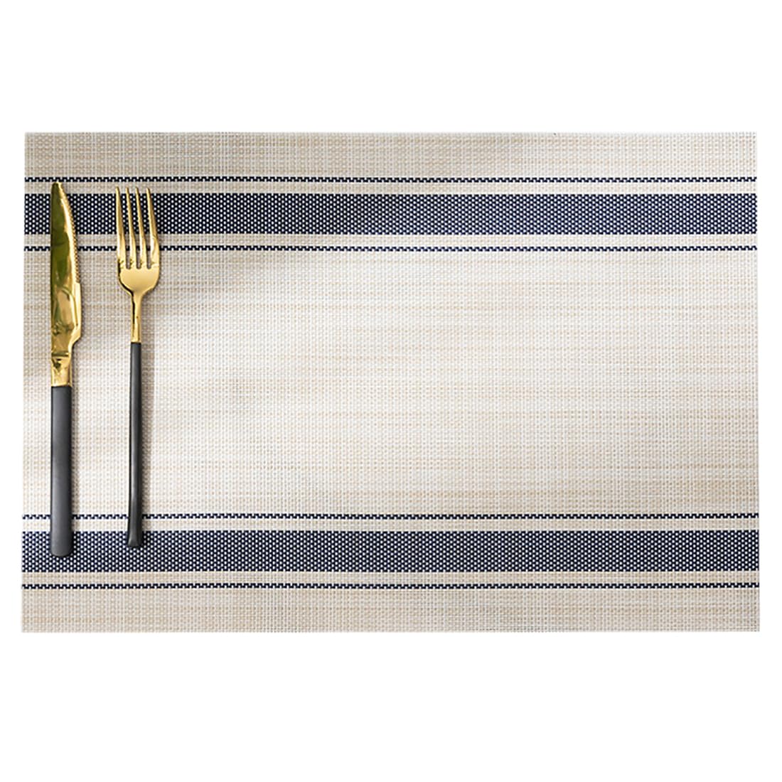 Rustic Farmhouse Striped PVC Placemats Set - Taques De Table Rectangulaire Étanche 45x30cm (17,7x11,8 Pouces) pour La Décoration De La Cuisine De Cuisine,Bleu,10pcs