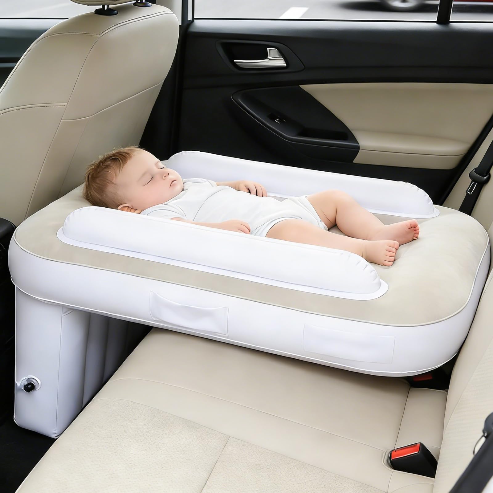 Lettino gonfiabile per bambini, 80 x 50 x 60 cm, letto da viaggio per bambini, con pompa ad aria e borsa di stoccaggio, per bambini, aereo e aereo, prolunga portatile per voli auto e aerei