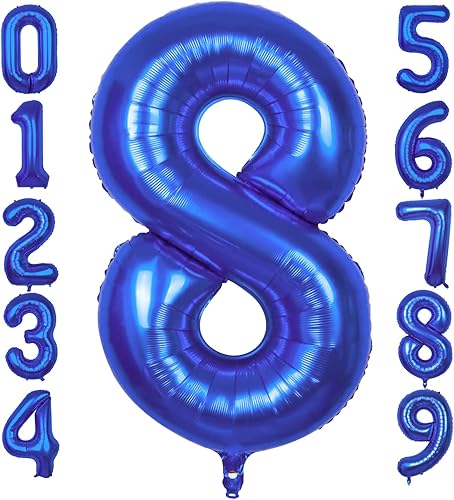 Globo azul del número 8 del número 8 del número 8 de 40 pulgadas  Globo azul del número 8 para decoraciones de cumpleaños de 8  Globos de cumpleaños disponible en Yaxa Peru