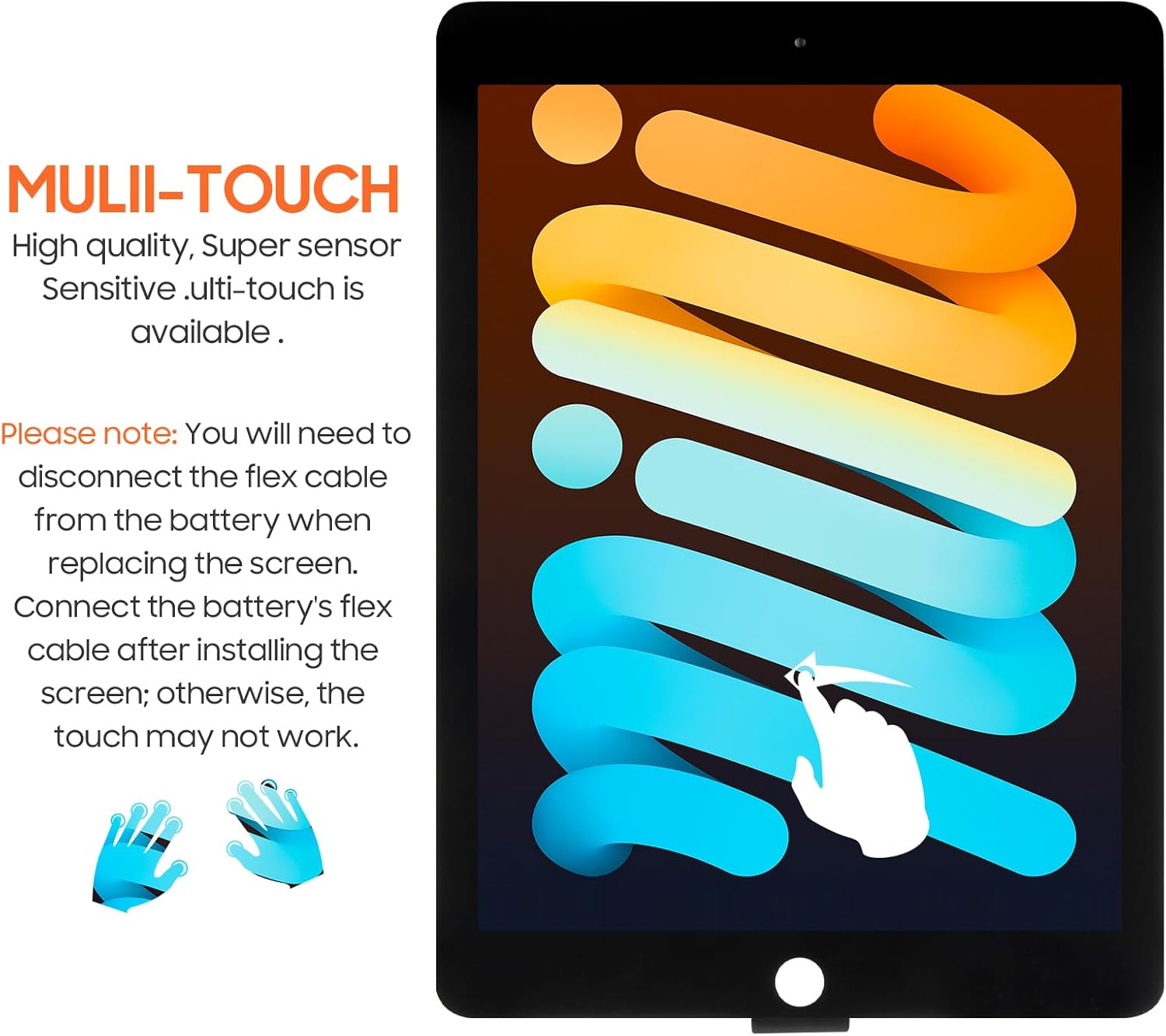 Screen Replacement for iPad Air 2 A1566 A1567 LCD Display 9.7 inches Touch Screen Digitizer Full Assembly,with Tools(Black)