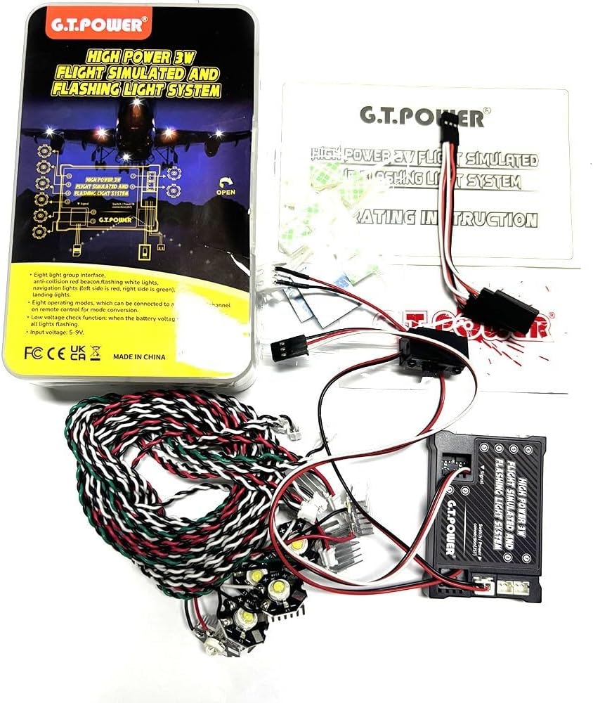 GT Power High Power 3W Flight Simulated and Flashing Light System for RC Airplane Fixed-Wing Aircraft