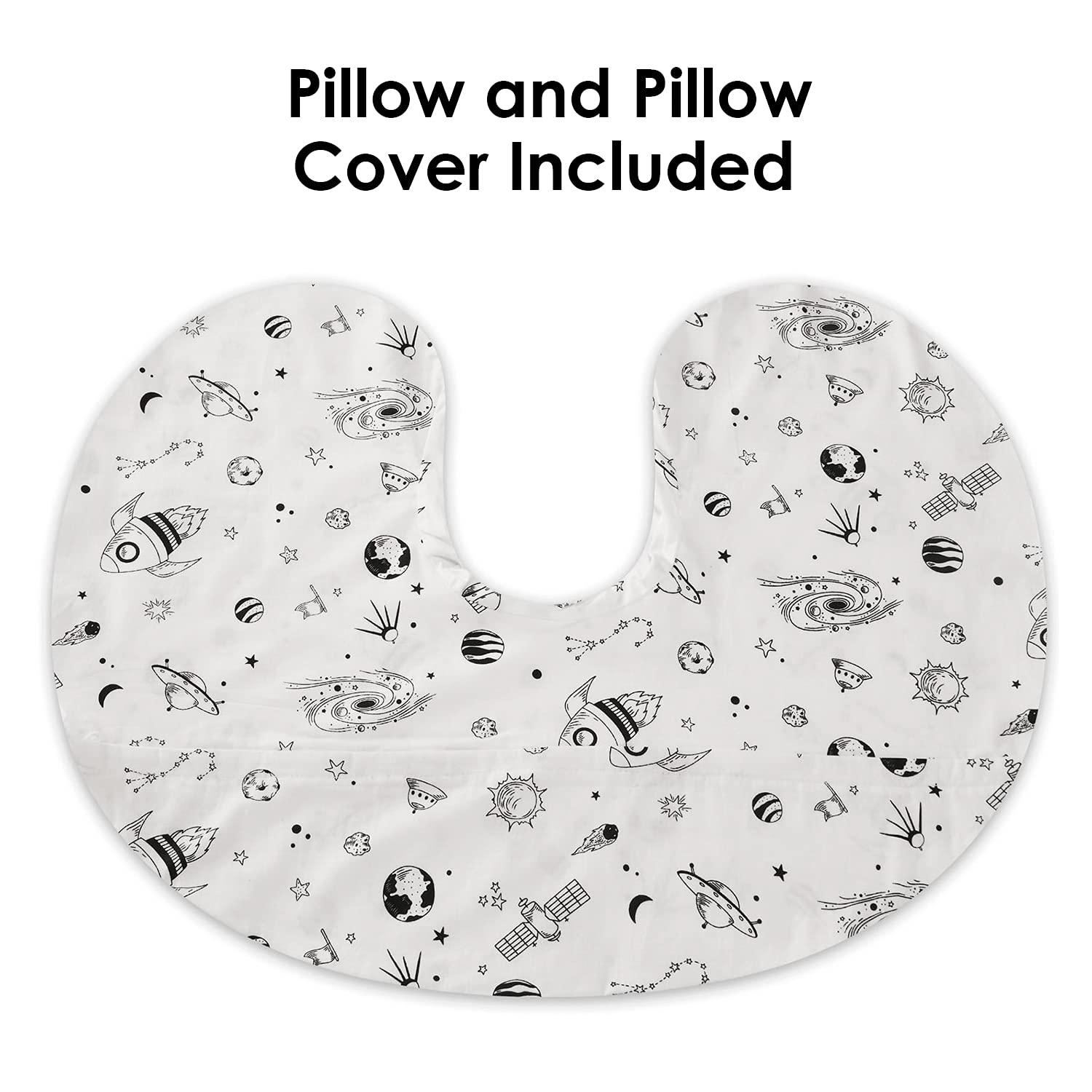 sundee Nursing Pillow for Infant Feeding Cushion, Newborn Support Pillow for Breastfeeding Baby and Bottle Feeding, with Washable Pillow Cover for Boys & Girls - White Space