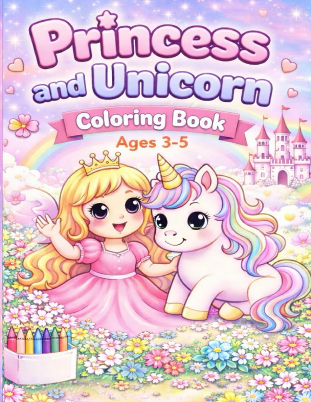 Princess and Unicorn Coloring Book: Cute and Magical Coloring Pages for Girls Ages 3-5