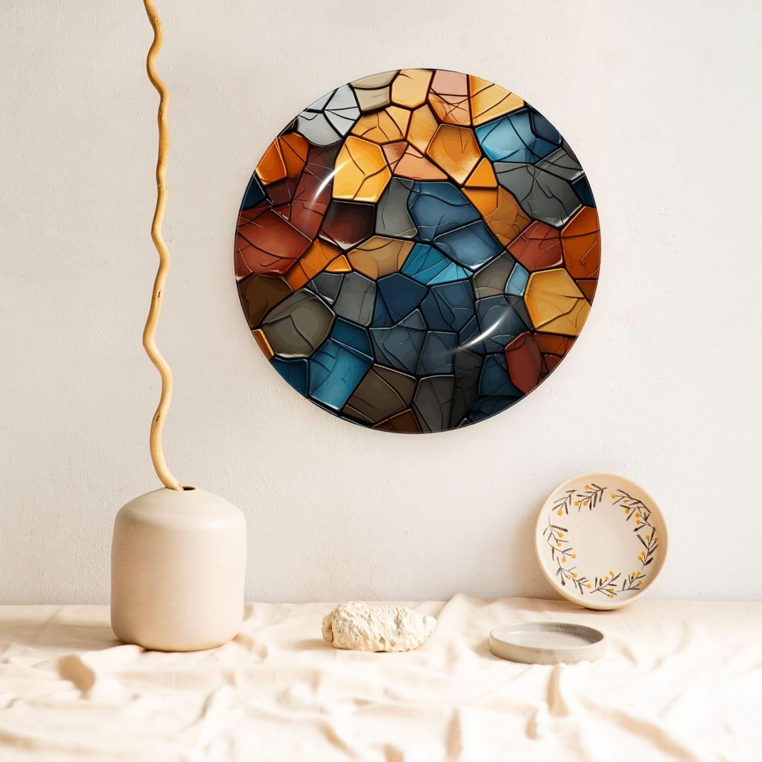 Decorative Plate Art Crafts Bone China Decorative Plate with Display Rack Souvenir Wall Decor Ceramic Ornaments Dinner Plates Ceramic Decoratives Plates for Home Office 10in