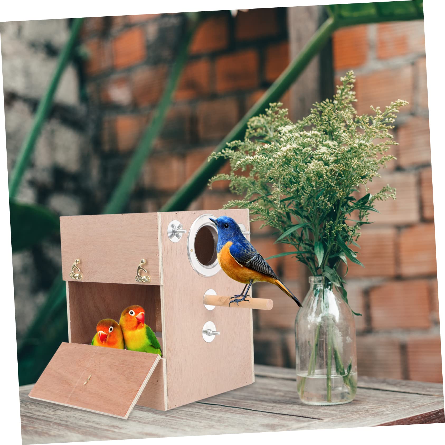 Kisangel Caja De Nidos De Pájaros Jaulas Ventana De Casa De Pájaros De Madera Casas De Pájaros Ver Casa Nido De Jardín Nido De Periquito De Madera Juguetes De Pájaros