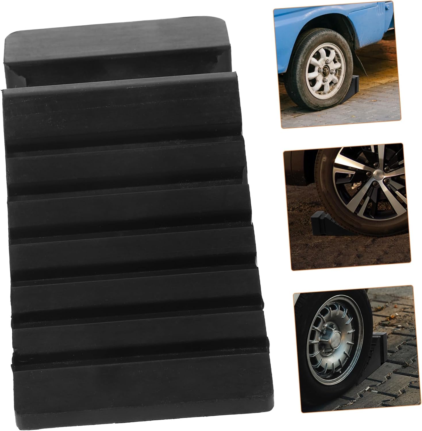 Rubber Tire Wheel Chock Portable Anti-Skid Vehicle Stopper for Cars Trucks and Trailers Lightweight Durable Rubber Design for Safe Parking Slopes