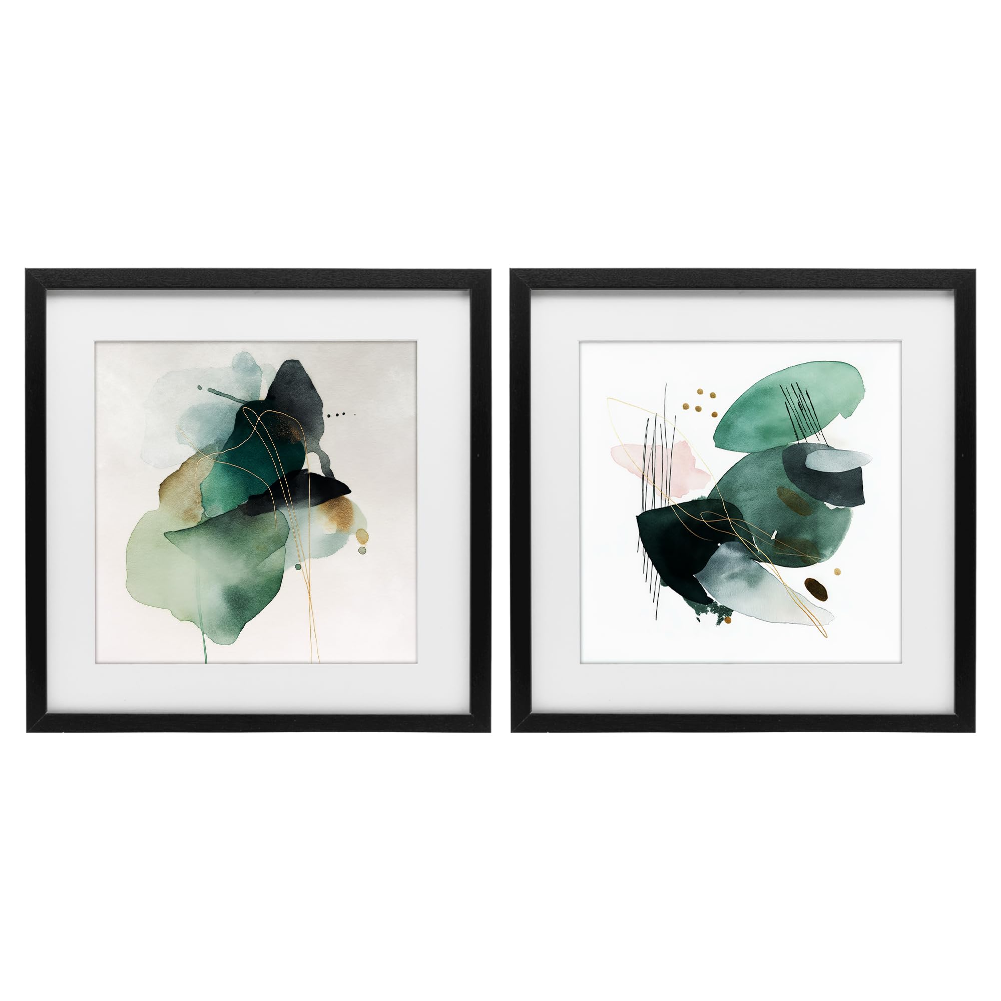 'Fluid Abstract Harmonies'| 2pc Framed Print Under Glass Set