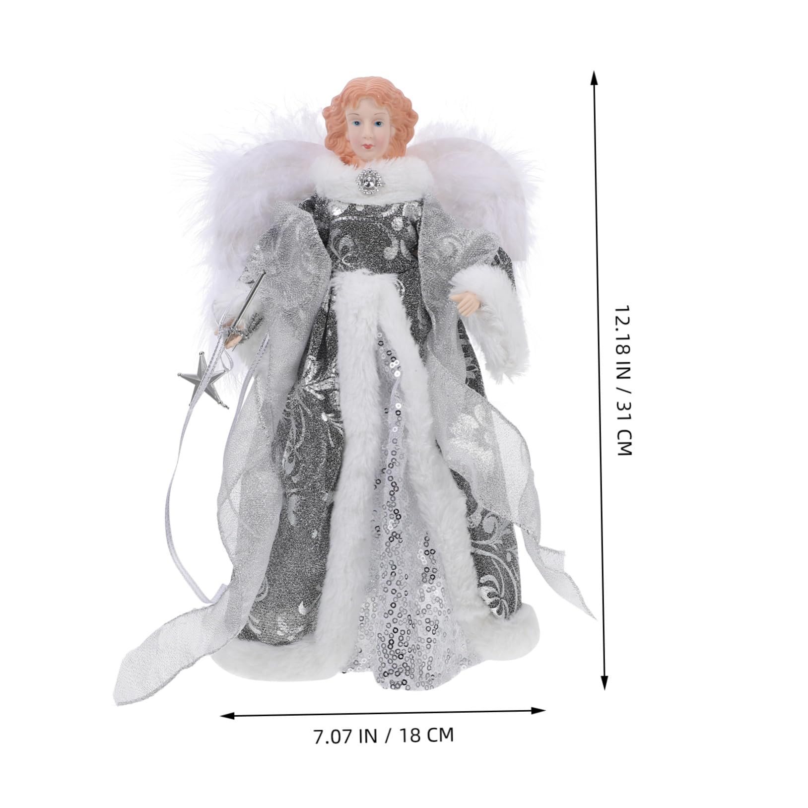 Adorno para Árbol de Navidad Figura Ángel Pequeño con Alas Decoración Navideña para Interiores Fiesta Invierno Festivo