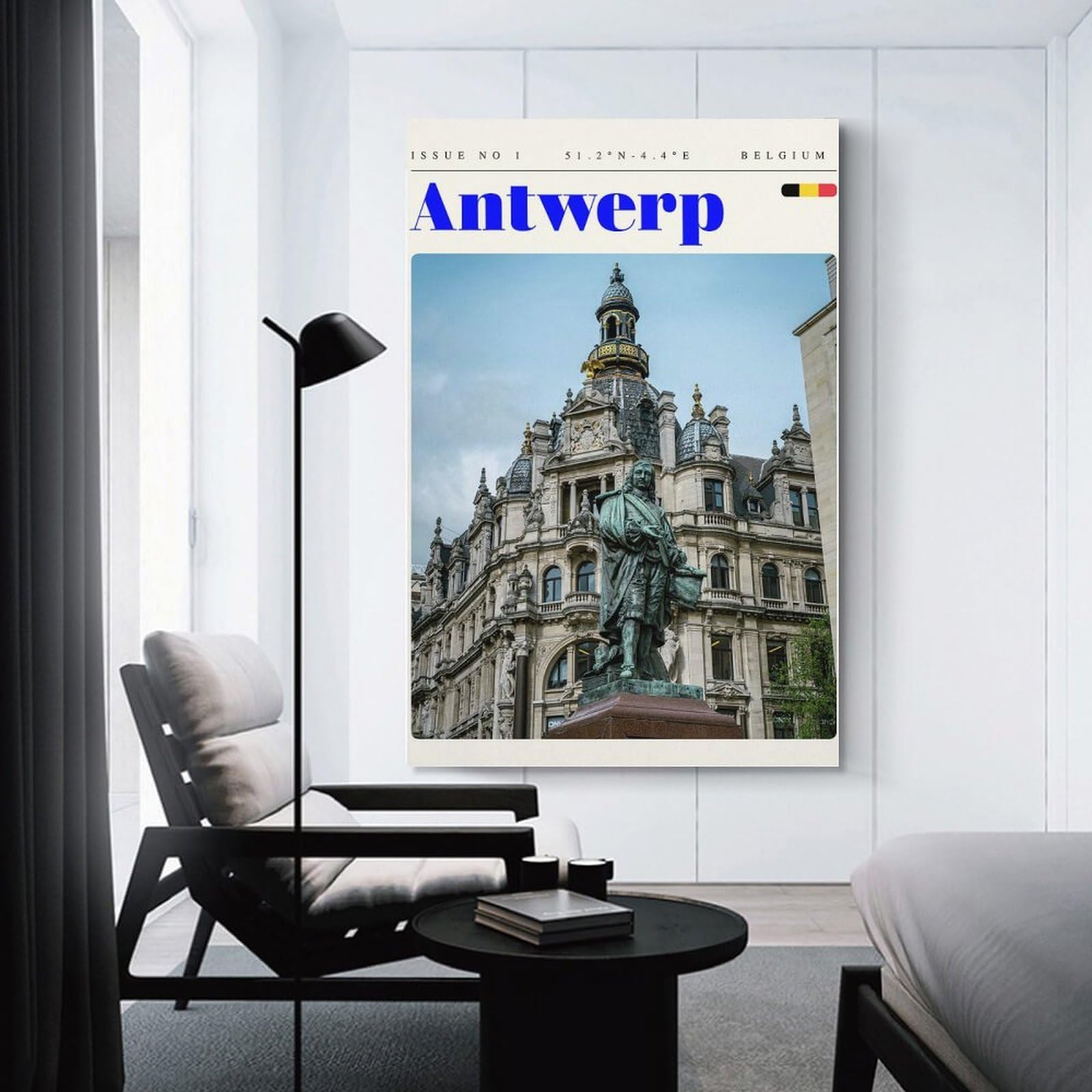 Junmoney Antwerp Belgium Travel Art Home Decor Wall Art, 24x36inch(60x90cm), for New Homes, Bedrooms Or Workspaces, Gift Idea for Housewarming And Birthdays