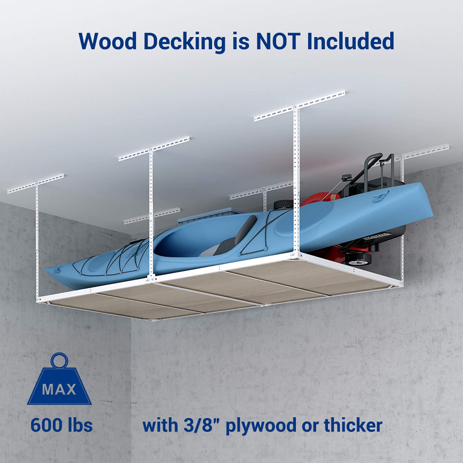 FLEXIMOUNTS 4x8 Overhead Garage Storage Rack without Decking Adjustable
