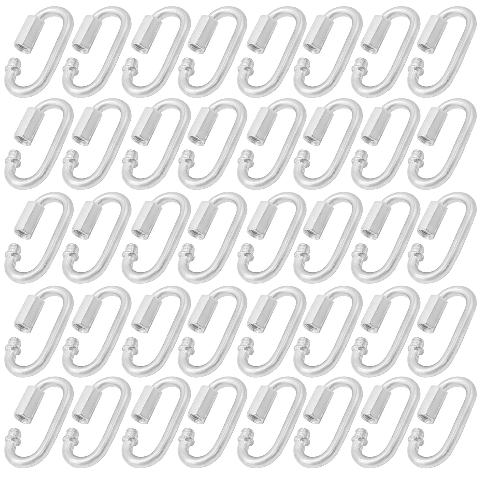 EATAKWARD Moschettone resistente con collegamento rapido a catena, diametro 1/4", collegamento rapido, filettatura zincata, moschettone di bloccaggio a forma di D, per catena di sicurezza, campeggio