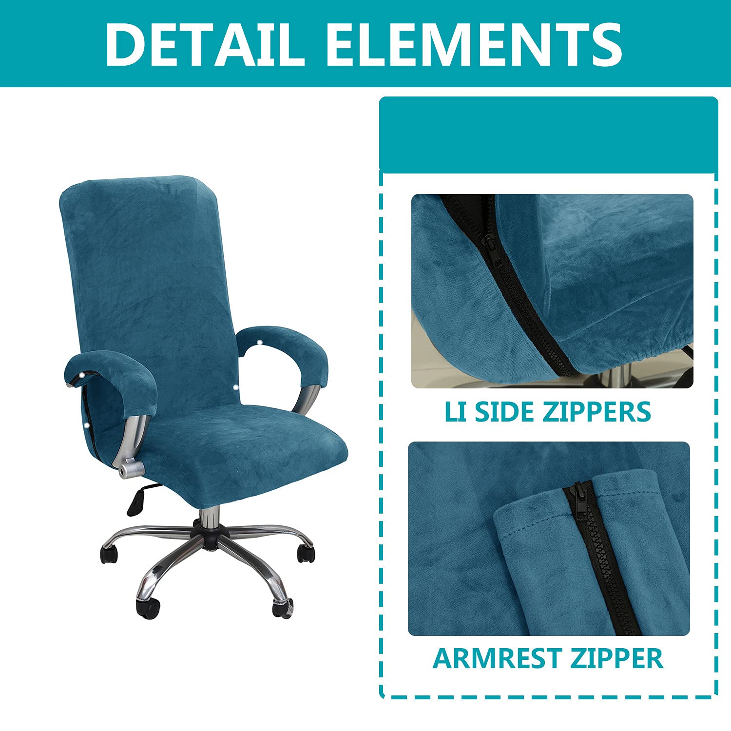 NLCYYQ Fluwelen bureaustoelhoes - rekbaar, roterende, afneembare draaibare hoes voor grote stoelen met hoge rugleuning (beige, L