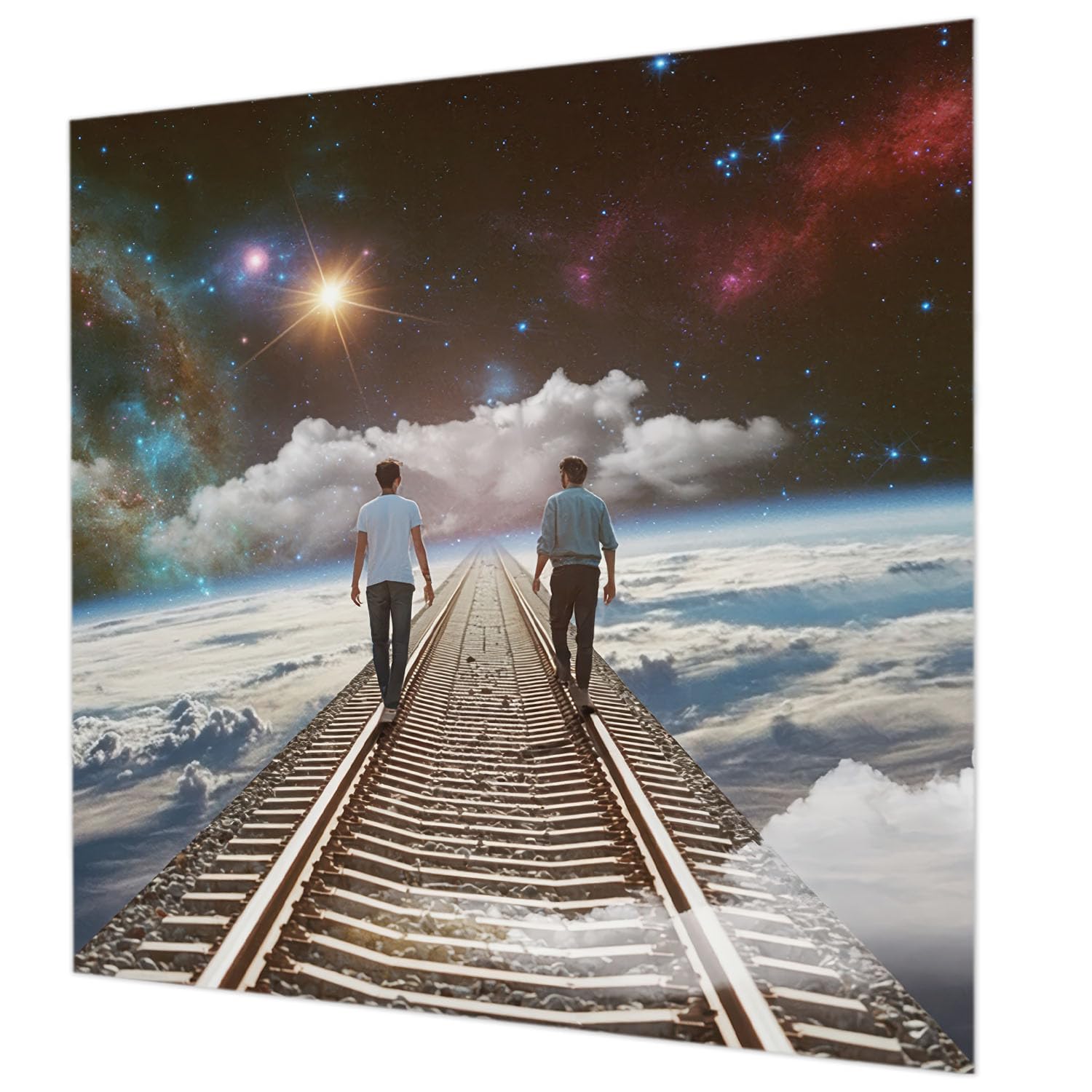 Papier peint intissé voyage spatial 250x250 cm avec colle pour salon