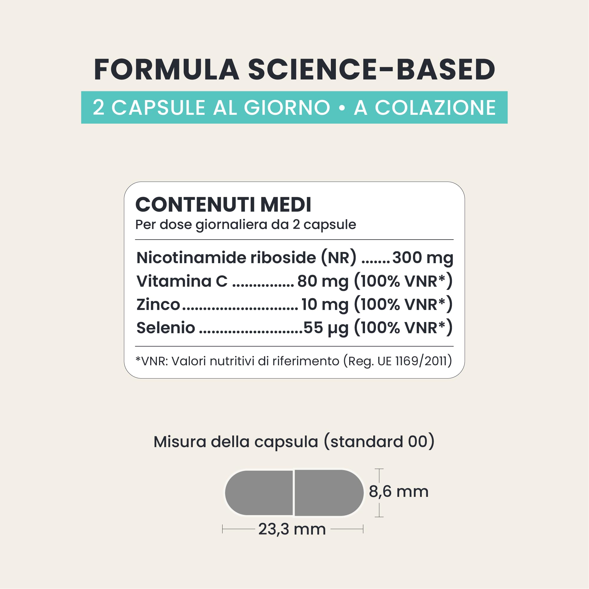 Age NAD+ - Integratore Longevity - NR 300 mg - 30 giorni (60 caps) - Vegan, senza glutine e lattosio, aroma pesca - Antiossidanti - Collagene - Energia - Vitamina C, Zinco, Selenio