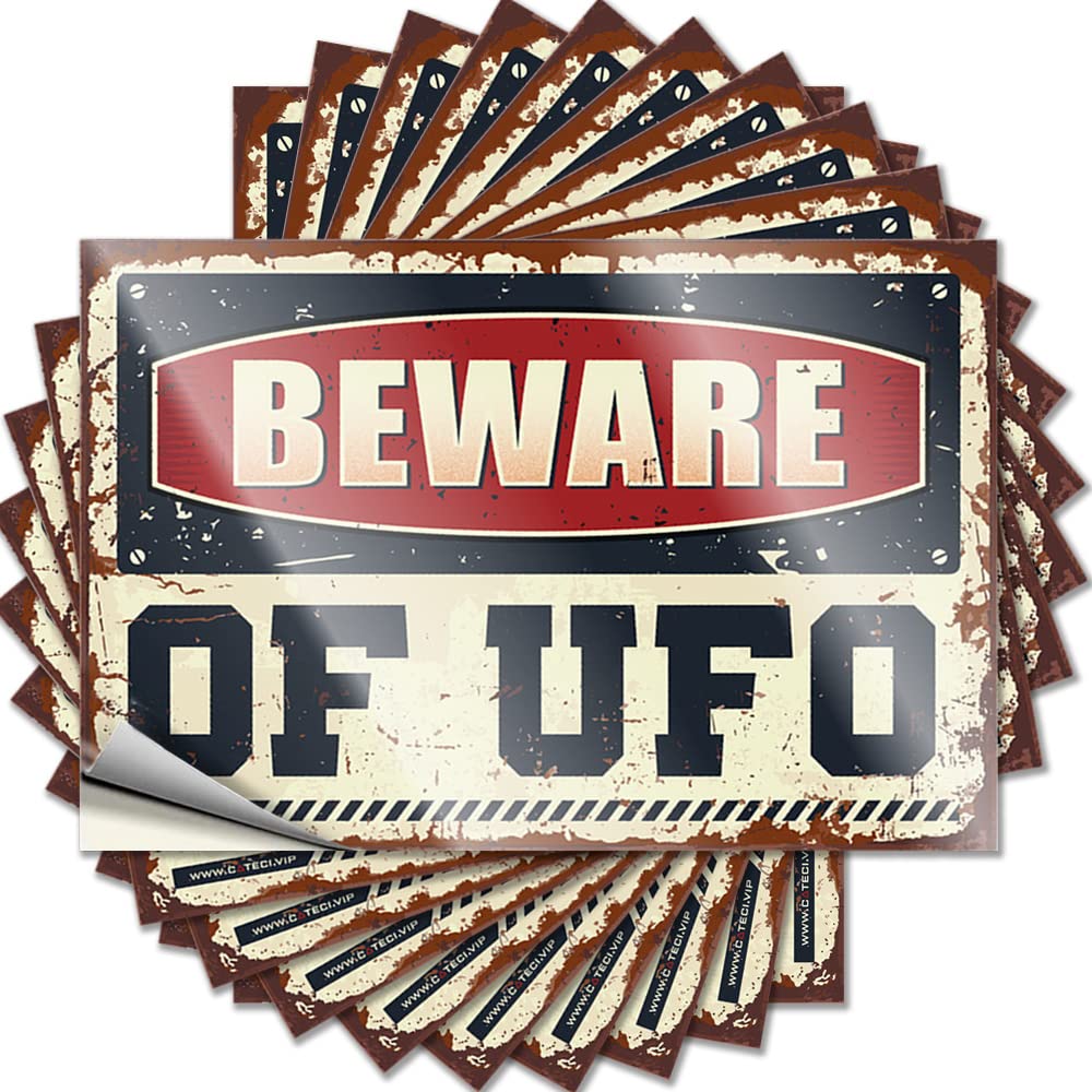 Stickers for Car Beware of UFO Funny Sticker 10 Pcs Funny Stickers for Cars Car Stickers for Windows(8X12CM)