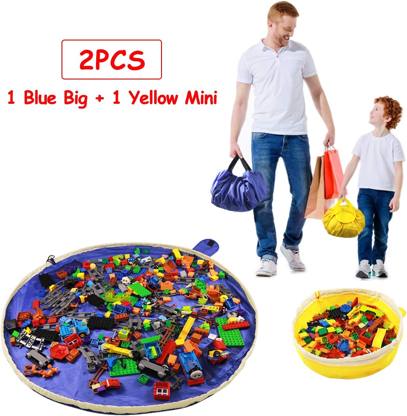 SUMBABO Toy Storage Mat Bag for Lego Play Mat Bag and Toy Organizer Storage Bag by Drawstring