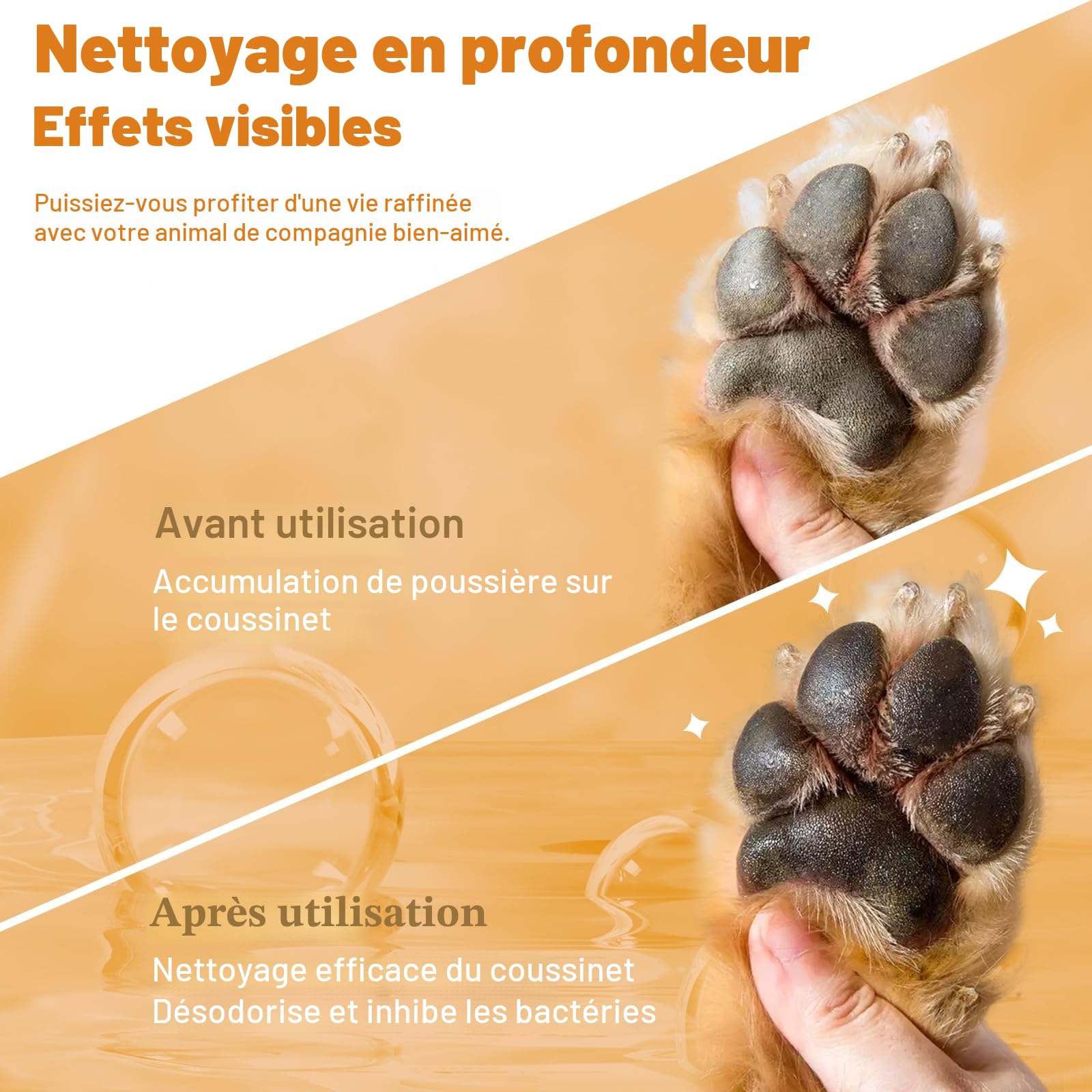 Nettoyeur de Pattes de Chien, shampooing sans Eau avec Brosse en Silicone Souple, Mousse hydratante pour Un Lavage Efficace des Pattes, Nettoyeur de Pattes Facile et Portable pour Chiens, 150 ML