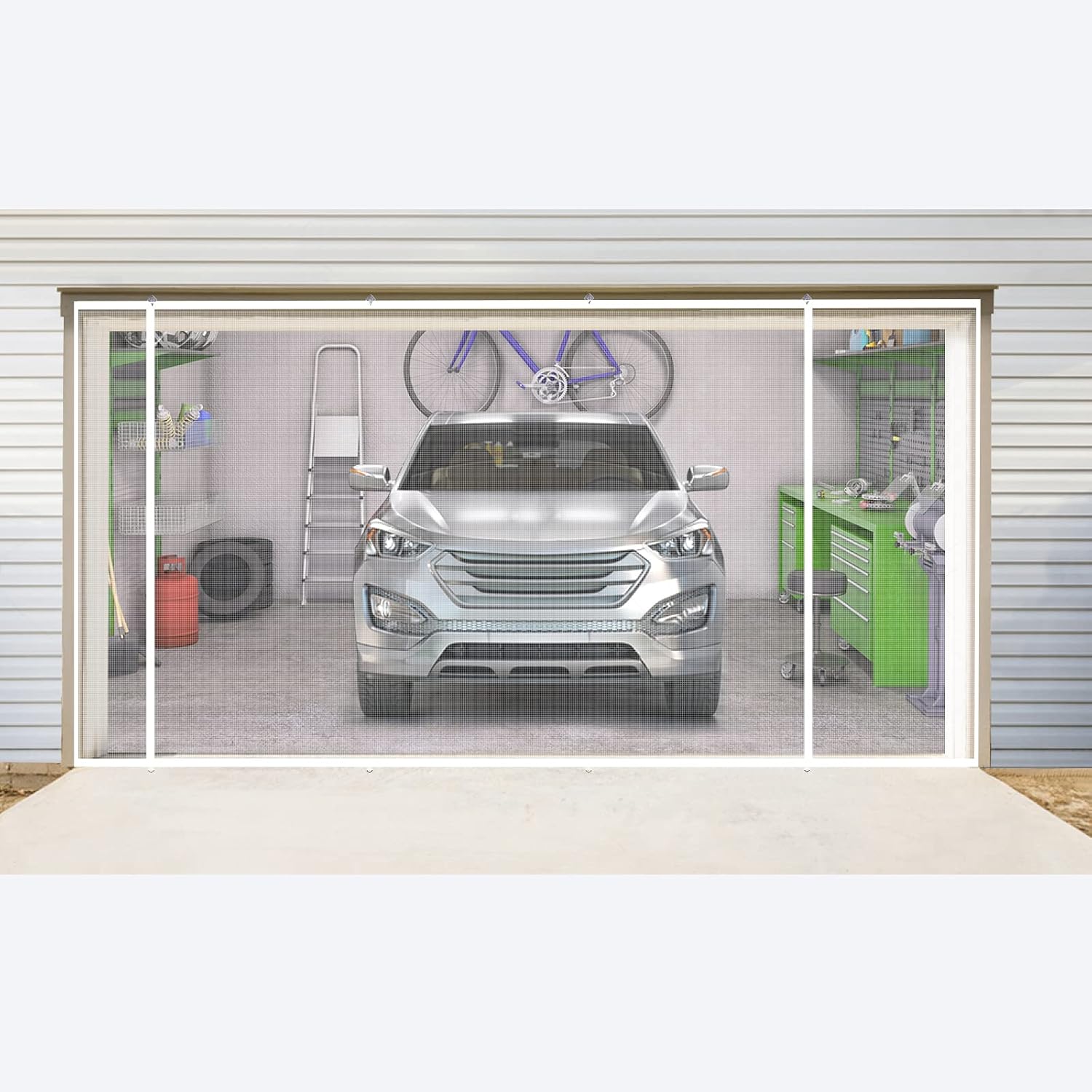 Garage Door Screens With Double Magnets Opening 16x7ft White 2 Car Garage Screen With Heavy Duty Mesh Roll Up Convenient Garage Door Screen Amazon Com Garage Door Screens With Double Magnets Opening 16x7ft White 2 Car Garage Screen With Heavy Duty Mesh Roll Up Convenient Garage Door Screen Amazon Com