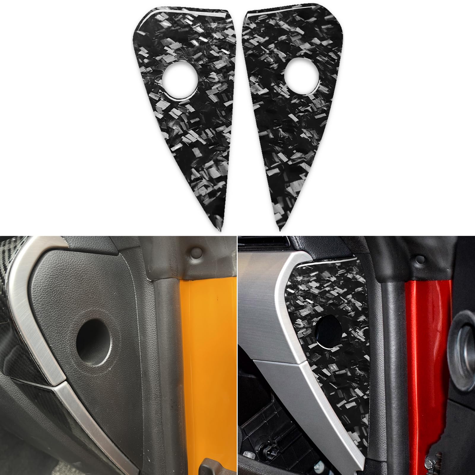 Car Dashboard Side Panel Anti-Collision Cover Trim Buffer Pads Protector Sticker Glossy Black Forged Carbon Fiber Decoration Compatible with Ford Mustang 2015-2020 Auto Interior Accessories