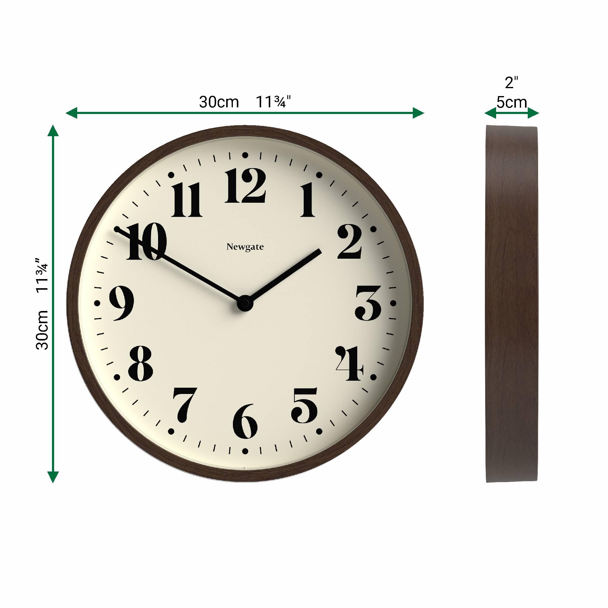 NEWGATE® Number Four Theatre wall clock, Dark Faux Wood, 30 x 30 x 4.5 cm - Image 4