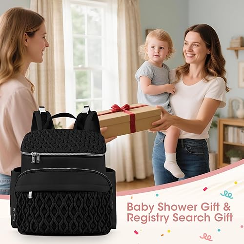 Miniatura 3 de Mochila para pañales para bebé, bolsa de bebé expandible para niñas y niños, mochila de pañales de viaje con bolsillo aislado, cambiador, bolsa de