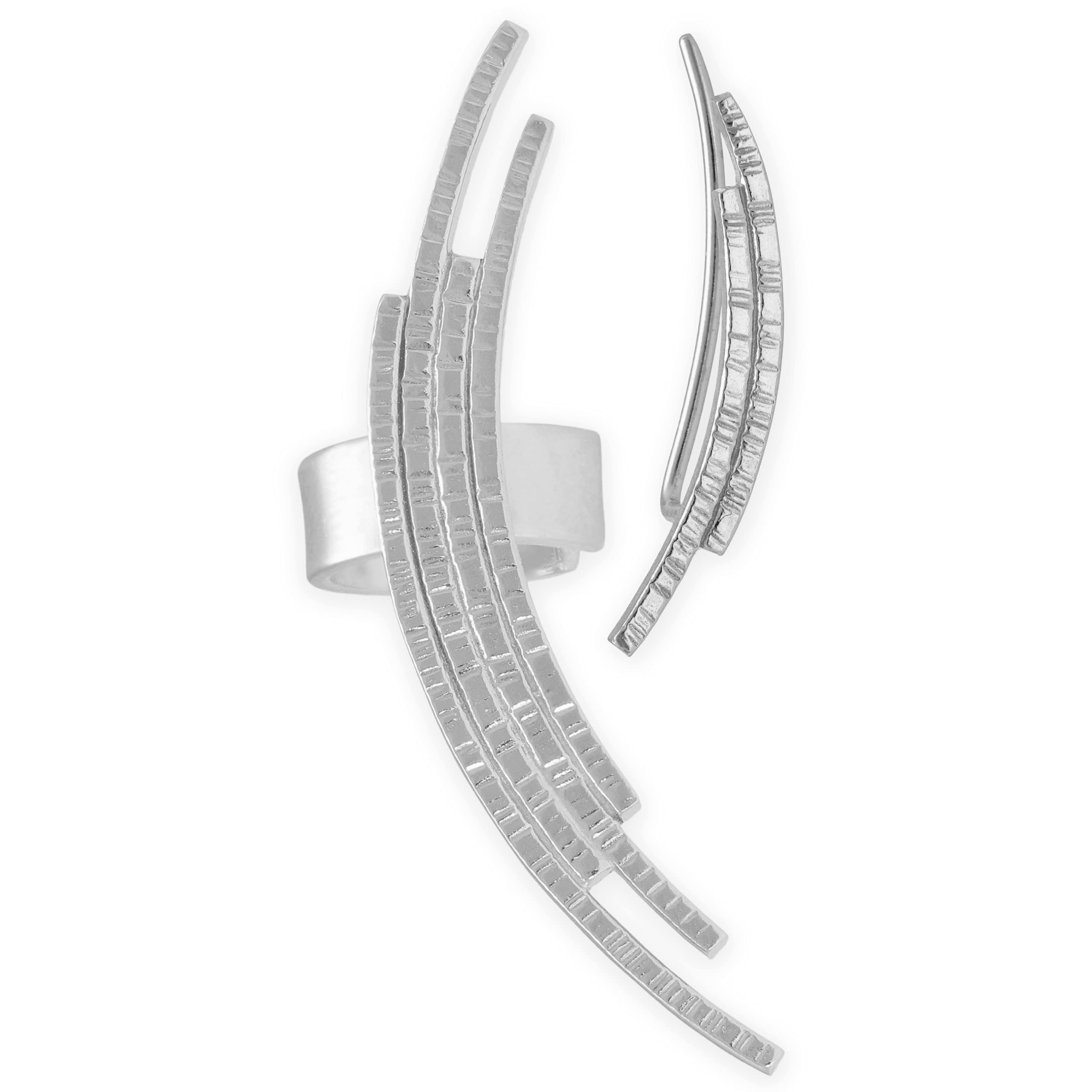 Asymmetrische Ear Cuff & Ohr Kletterer Ohrringe 925 Sterlingsilber - Trendiges Mismatched Design - Nickelfrei Hypoallergen - Handmade by Emmanuela