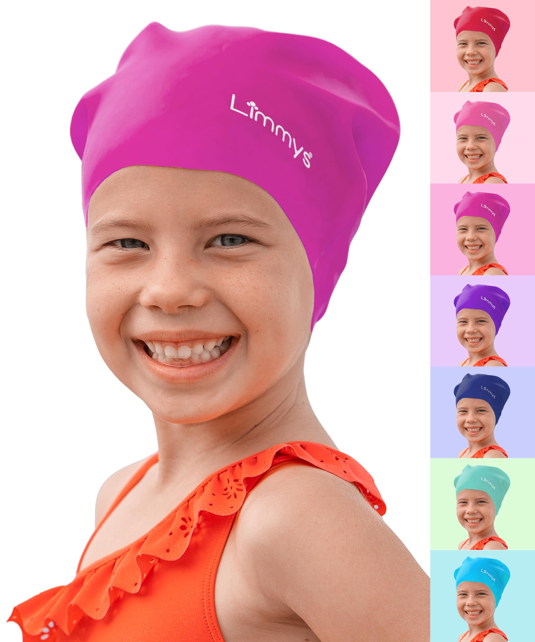 Limmys Cuffia da Nuoto per Bambini – In Silicone 100 % – Per Capelli Lunghi – Morbida, Elastica e Confortevole – Progettata per Durare e Senza Nodi