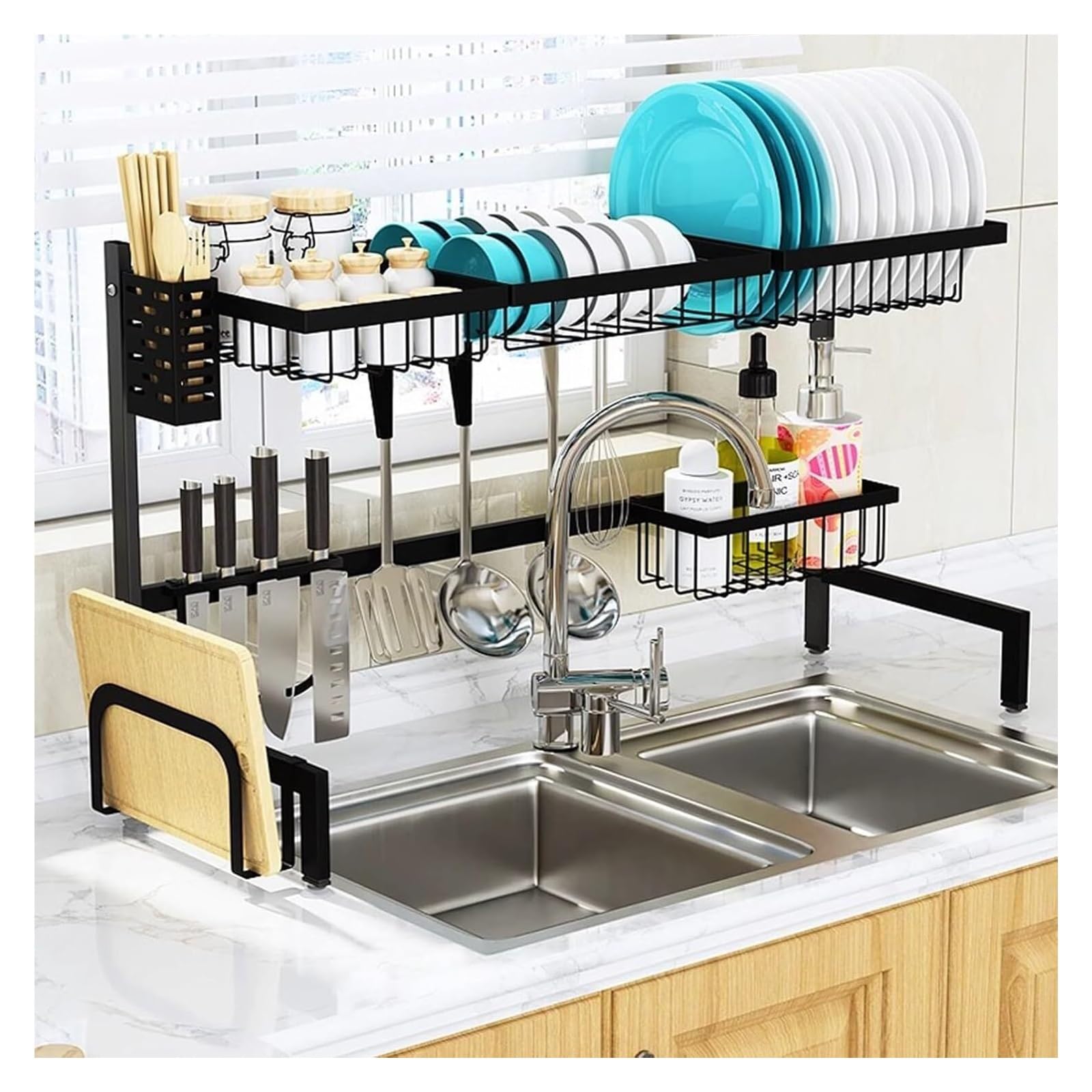 Dish Racks Over Sink Dish Drying Rack Kitchen Counter Dish Rack Dish Drainer Storage with Utensil Holder Caddy